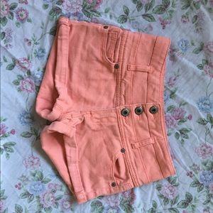 Light pink button up shorts